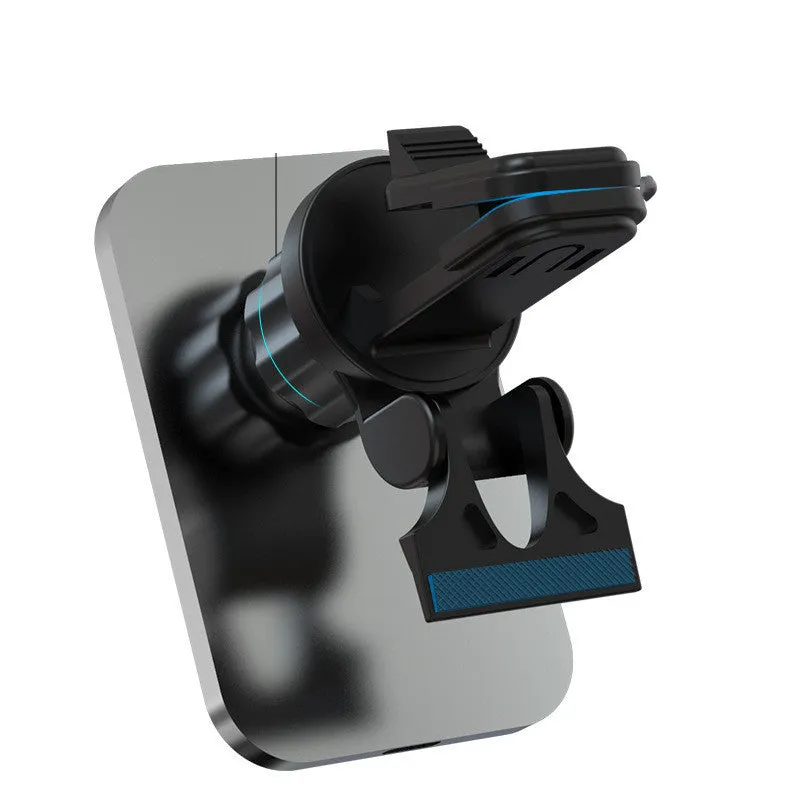 Magnetic car wireless charger 15W with aluminium alloy body and N52 magnet, black model on car air outlet vent