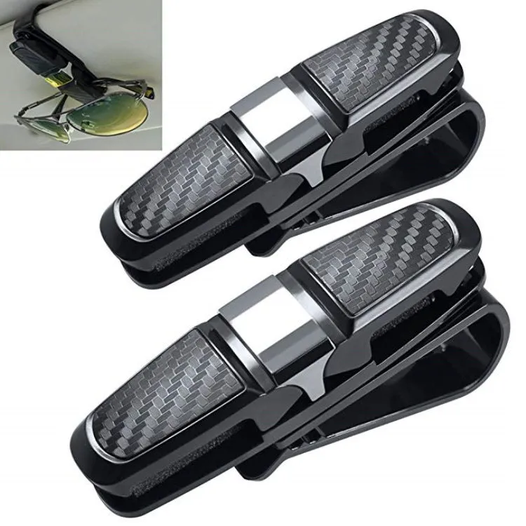 Car glasses clip in black on sun visor holding sunglasses ABS universal fit 100mm