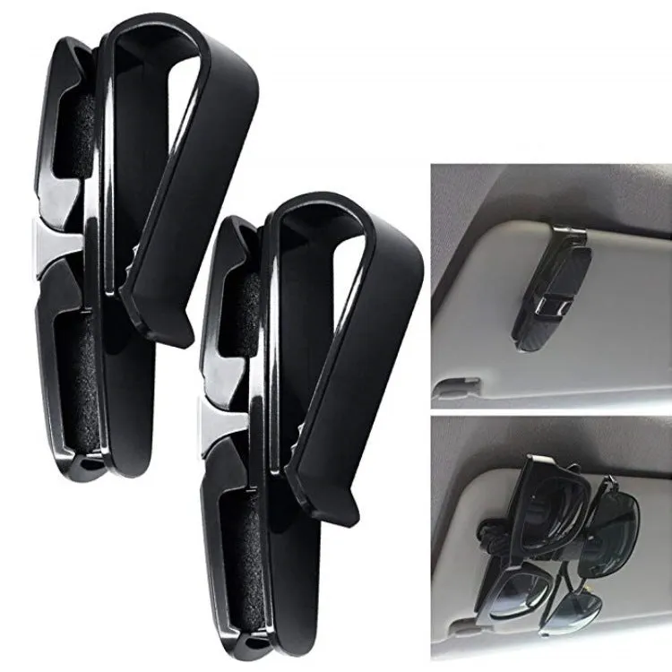 Car glasses clip in black on sun visor holding sunglasses ABS universal fit 100mm