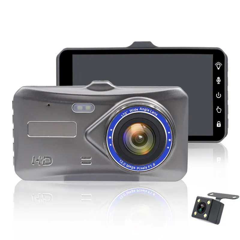 B6T dual lens driving recorder mounted on front windshield with 170° wide angle lens