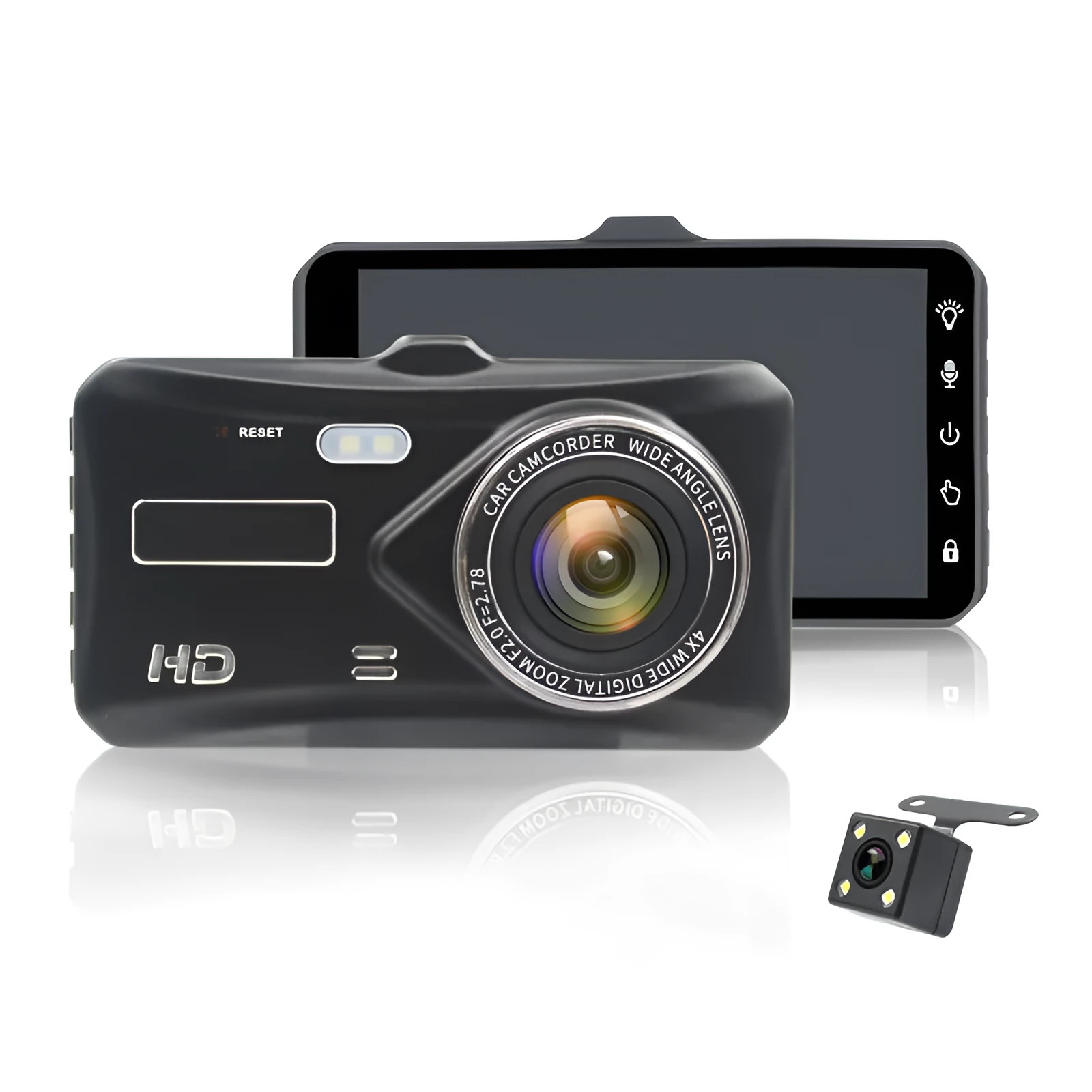 B6T dual lens driving recorder mounted on front windshield with 170° wide angle lens