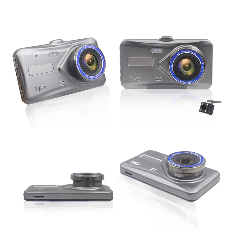 B6T dual lens driving recorder mounted on front windshield with 170° wide angle lens