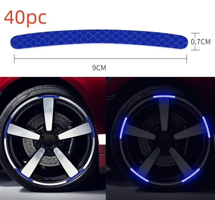 20 pack car wheel hub reflective stickers with arc pattern in various colours including fluorescent and luminous options