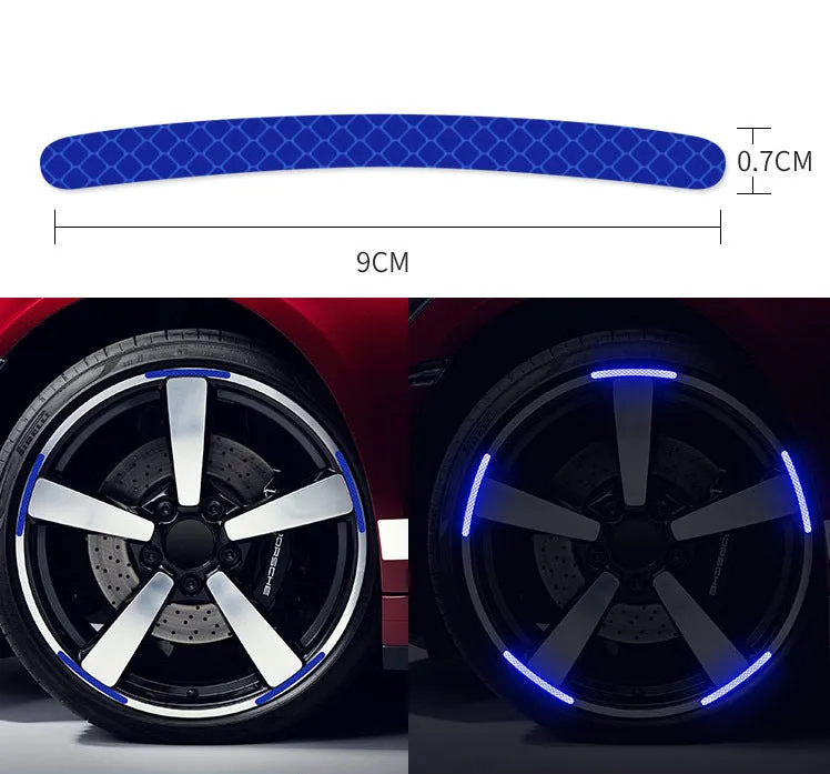 20 pack car wheel hub reflective stickers with arc pattern in various colours including fluorescent and luminous options