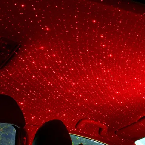 USB star laser projection lights for car interior atmosphere decoration with multiple colour options and style settings