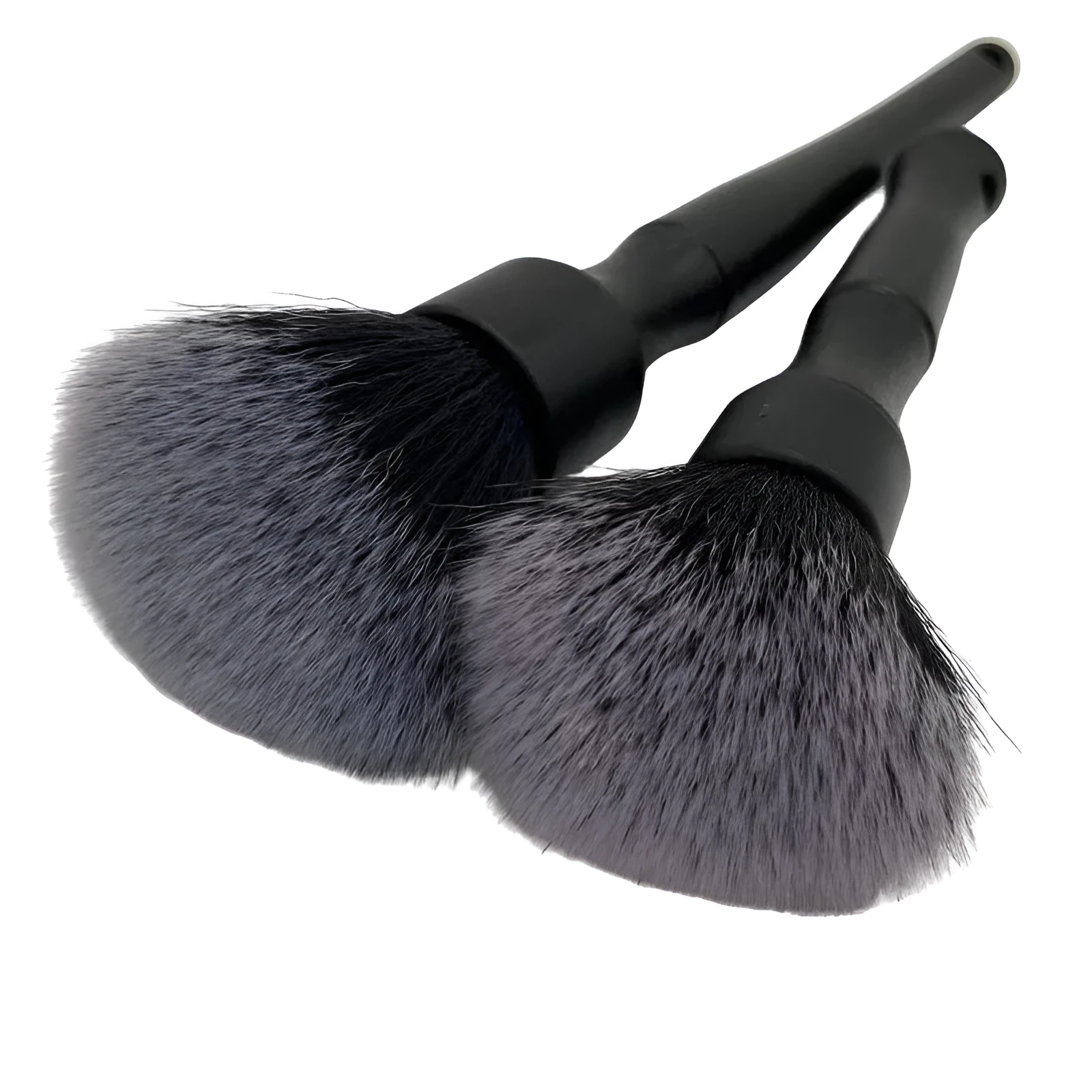 Black car detailing brush with ultra-soft pig hair bristles and a PP plastic handle.
