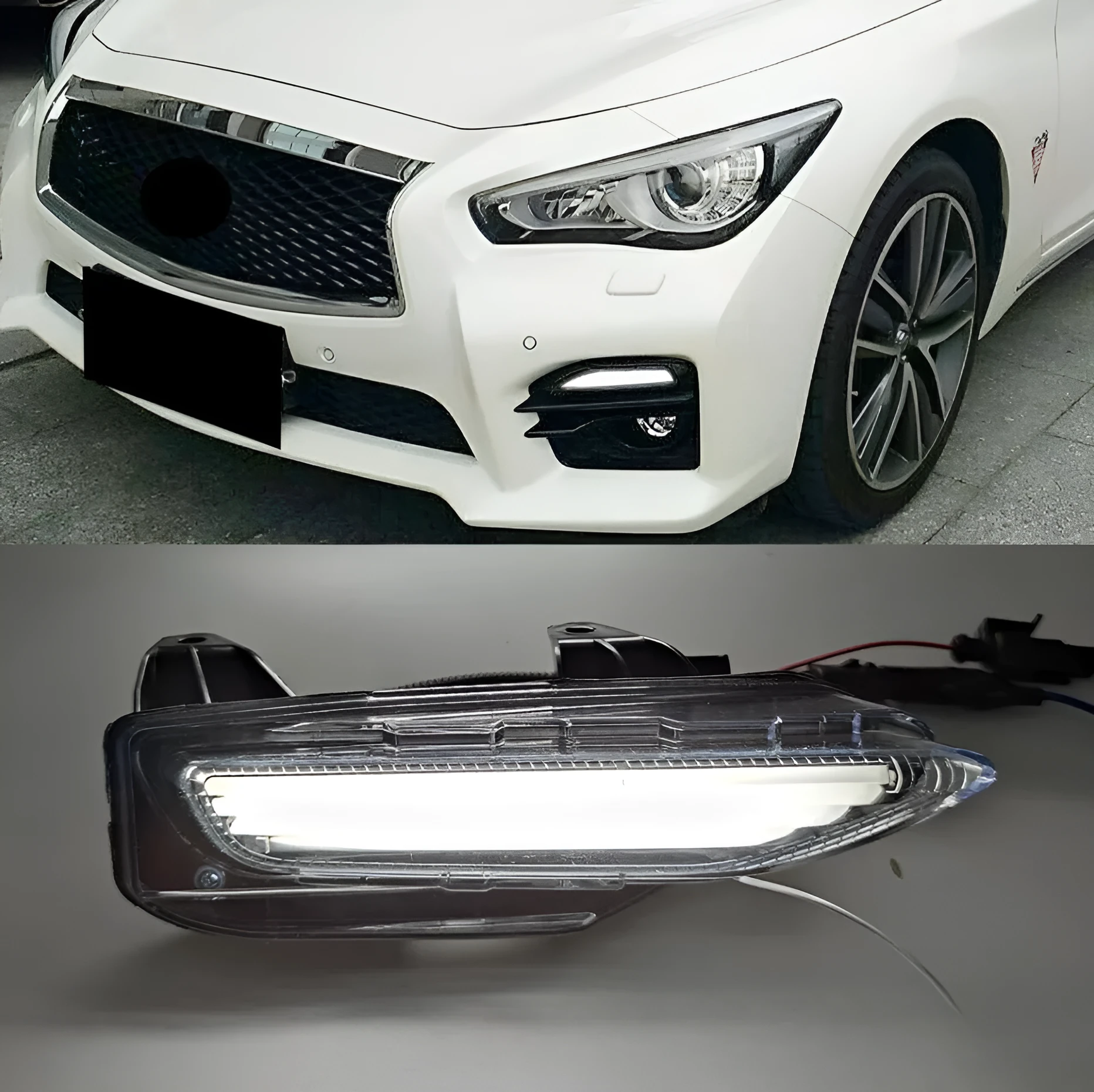 Infiniti Q50 Q70 front bumper LED daytime running lamp and turn signal light assembly