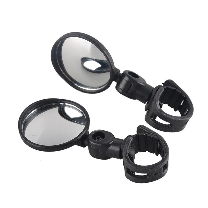 Wide angle convex mountain bike rear view mirror black 5.1CM adjustable handlebar