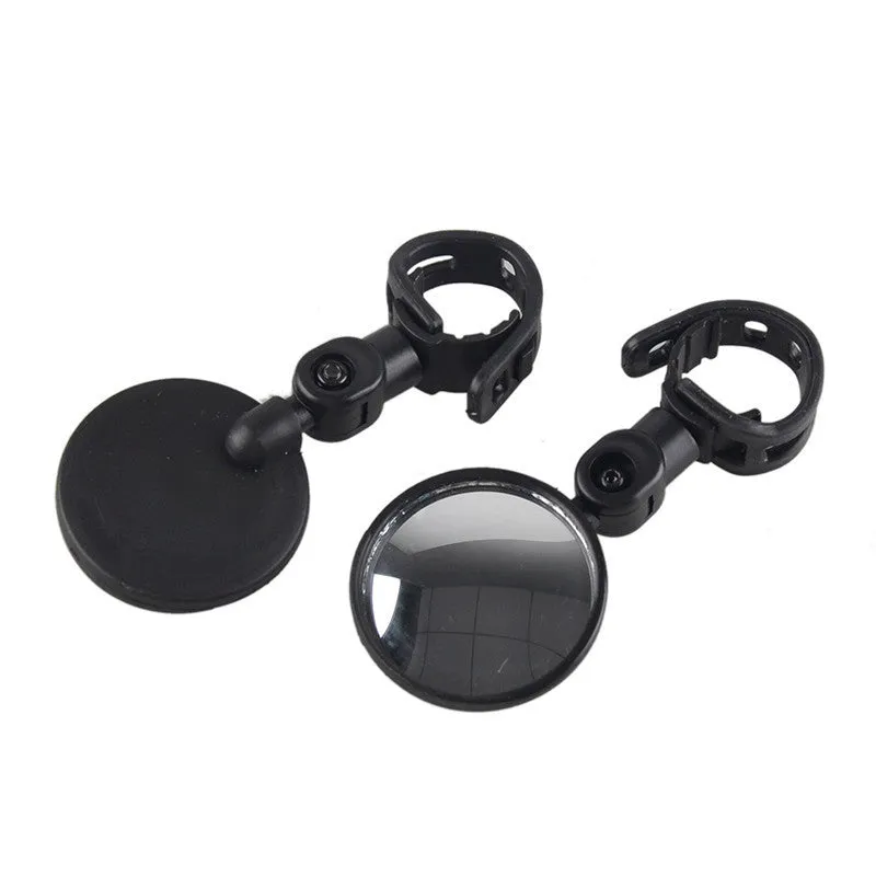 Wide angle convex mountain bike rear view mirror black 5.1CM adjustable handlebar