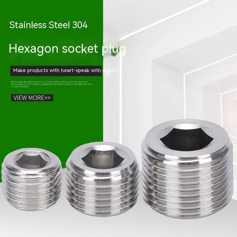 Stainless steel hexagon plug for pipe bulkhead fittings with 3/8 inch specification