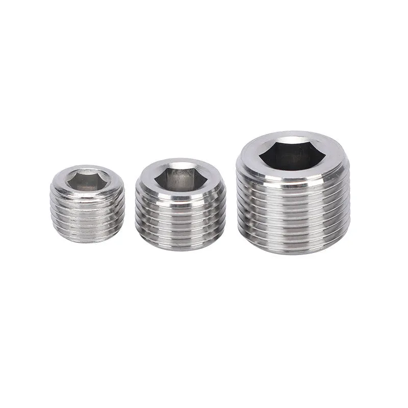 Stainless steel hexagon plug for pipe bulkhead fittings with 3/8 inch specification