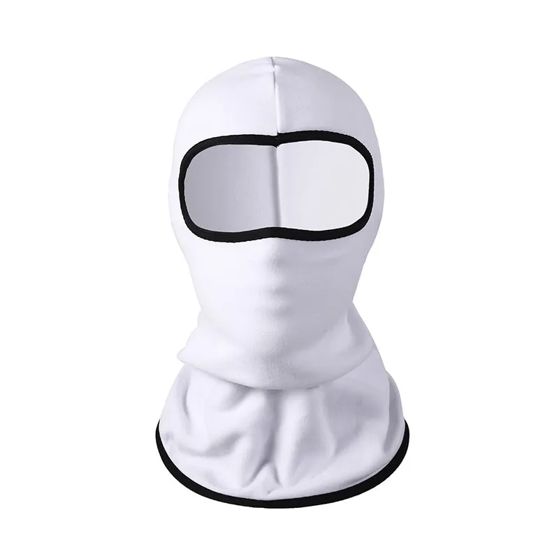 Cotton dome-style motorcycle head cover in a patterned colour, shown with a pair of gloves.