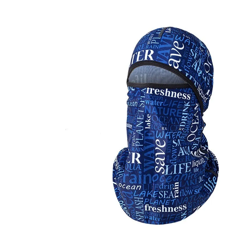Cotton dome-style motorcycle head cover in a patterned colour, shown with a pair of gloves.