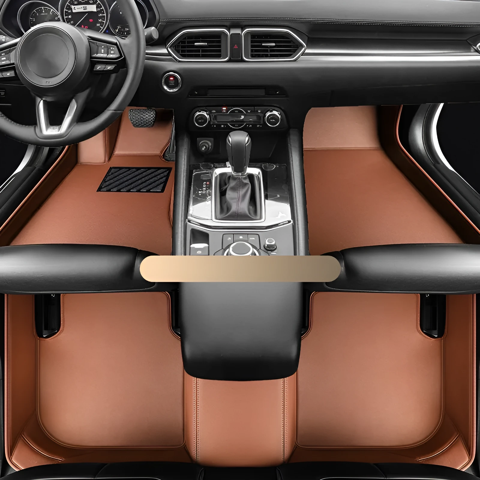 Mazda CX5 full surround genuine leather floor mat in beige colour, single layer design for driver side