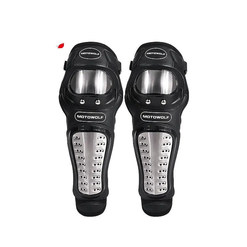 Off-road motorcycle stainless steel knee pads and elbow pads set black one size
