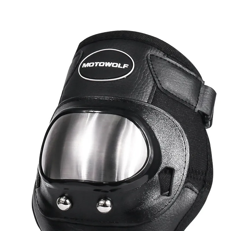 Off-road motorcycle stainless steel knee pads and elbow pads set black one size