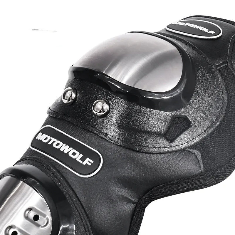 Off-road motorcycle stainless steel knee pads and elbow pads set black one size