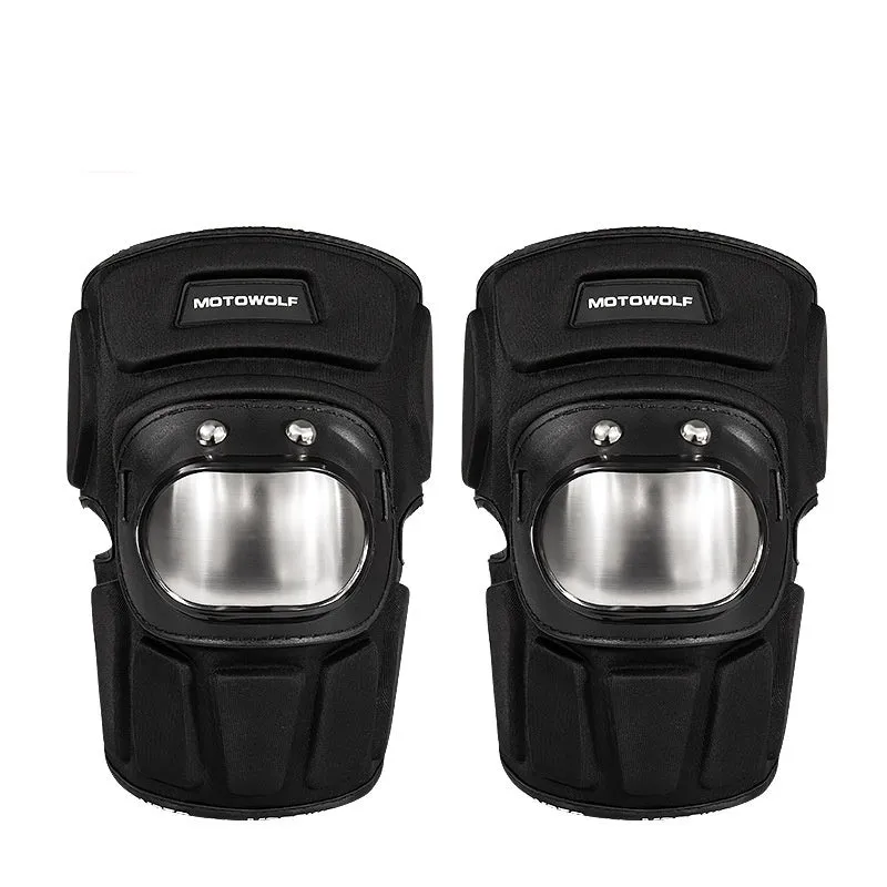 Off-road motorcycle stainless steel knee pads and elbow pads set black one size