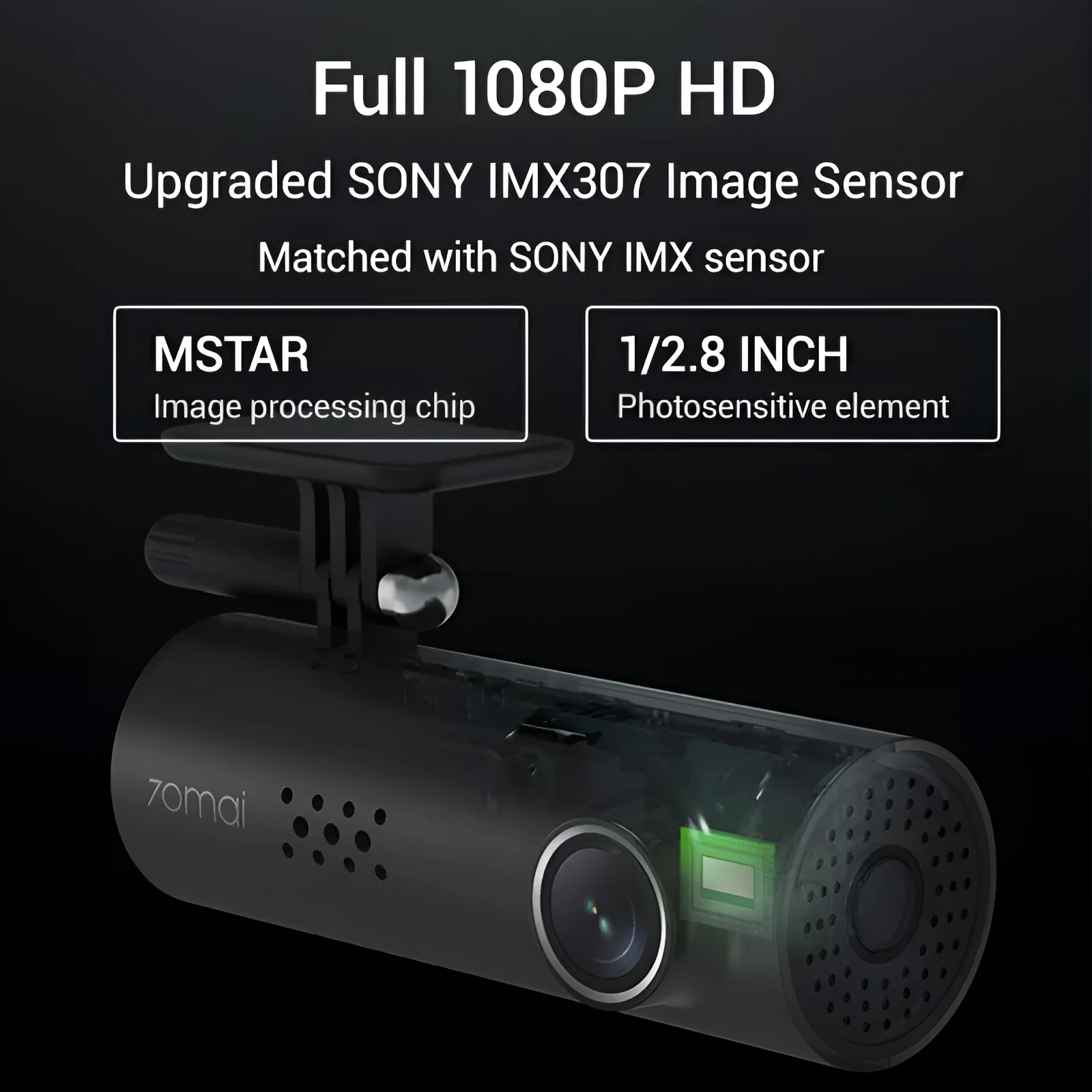 Intelligent HD night vision driving recorder 120° wide angle lens black compact dashcam
