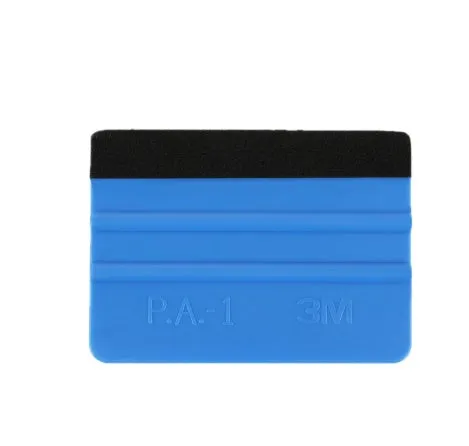 Blue automotive film scraper made from PP plastic, measuring 125x80mm, designed for car decal removal
