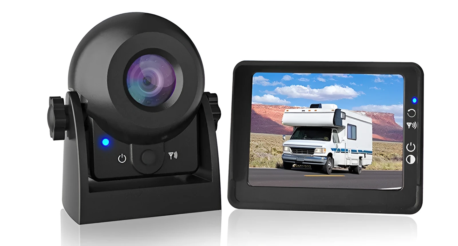 HD wireless infrared night vision reversing camera with 4.3 inch display and 170 degree adjustable angle, black plastic shell