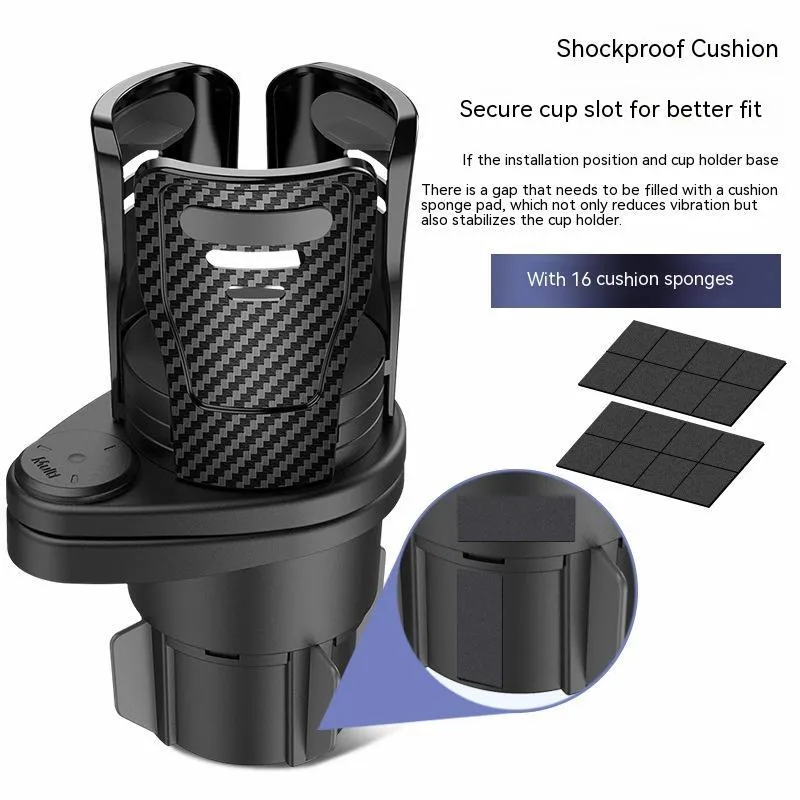 Second generation upgraded car cup holder in carbon fibre matte finish