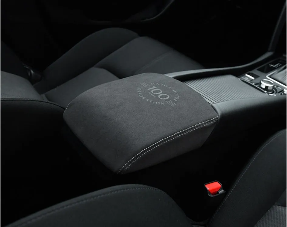 Mazda CX-4 CX-5 Oncela 100th Anniversary armrest case cover in carbon fibre and leather finish