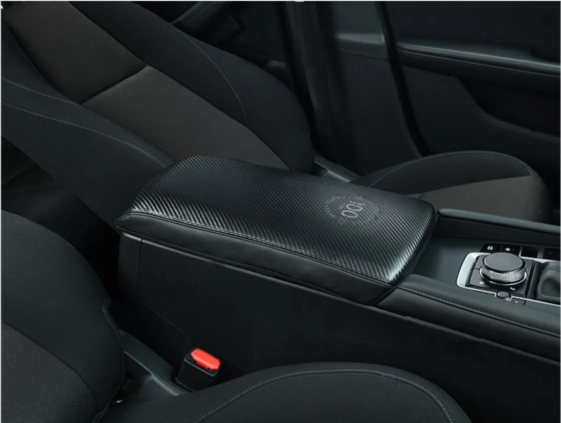 Mazda CX-4 CX-5 Oncela 100th Anniversary armrest case cover in carbon fibre and leather finish