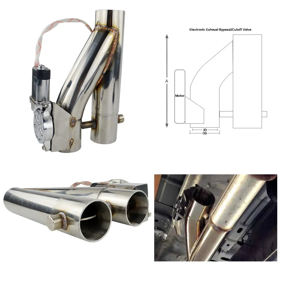 Electronic dual valve exhaust cutout in 304 stainless steel with CNC flange and remote control for car exhaust modification