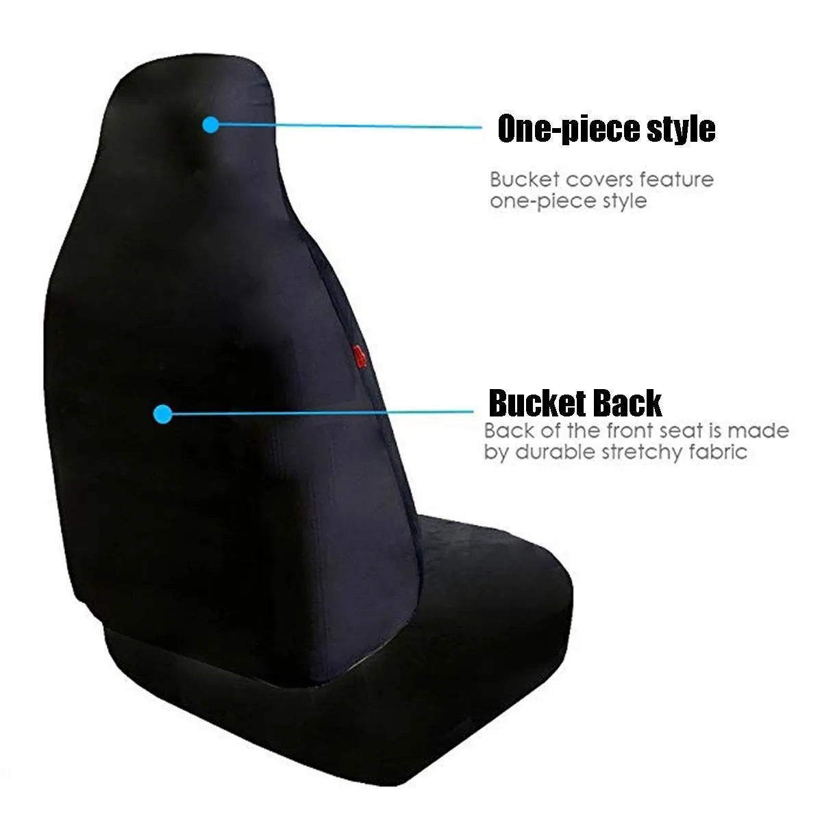 Printed car seat cover with all-inclusive elephant print on black polyester fibre fabric for front seat