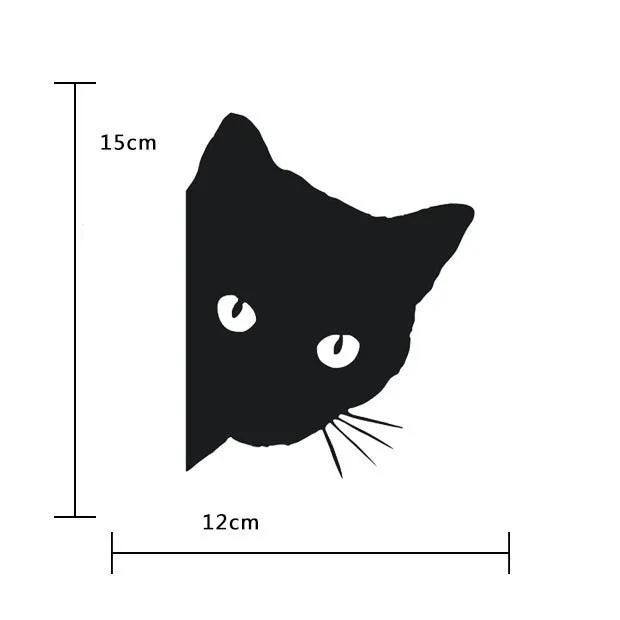 Cat personality reflective decorative car sticker 12x15cm self-adhesive in black on car body