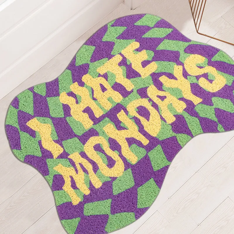 Creative irregular chessboard PVC bathroom mat 50x60cm non-slip floor mat in purple and green household use