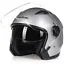 Open face motorcycle helmet jet style JK-512 in black with chin strap on white background