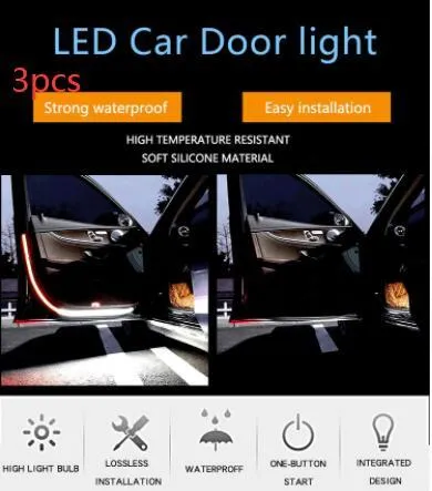 Waterproof silicone LED car door warning light strip 1.2m length red and white illumination streamer effect