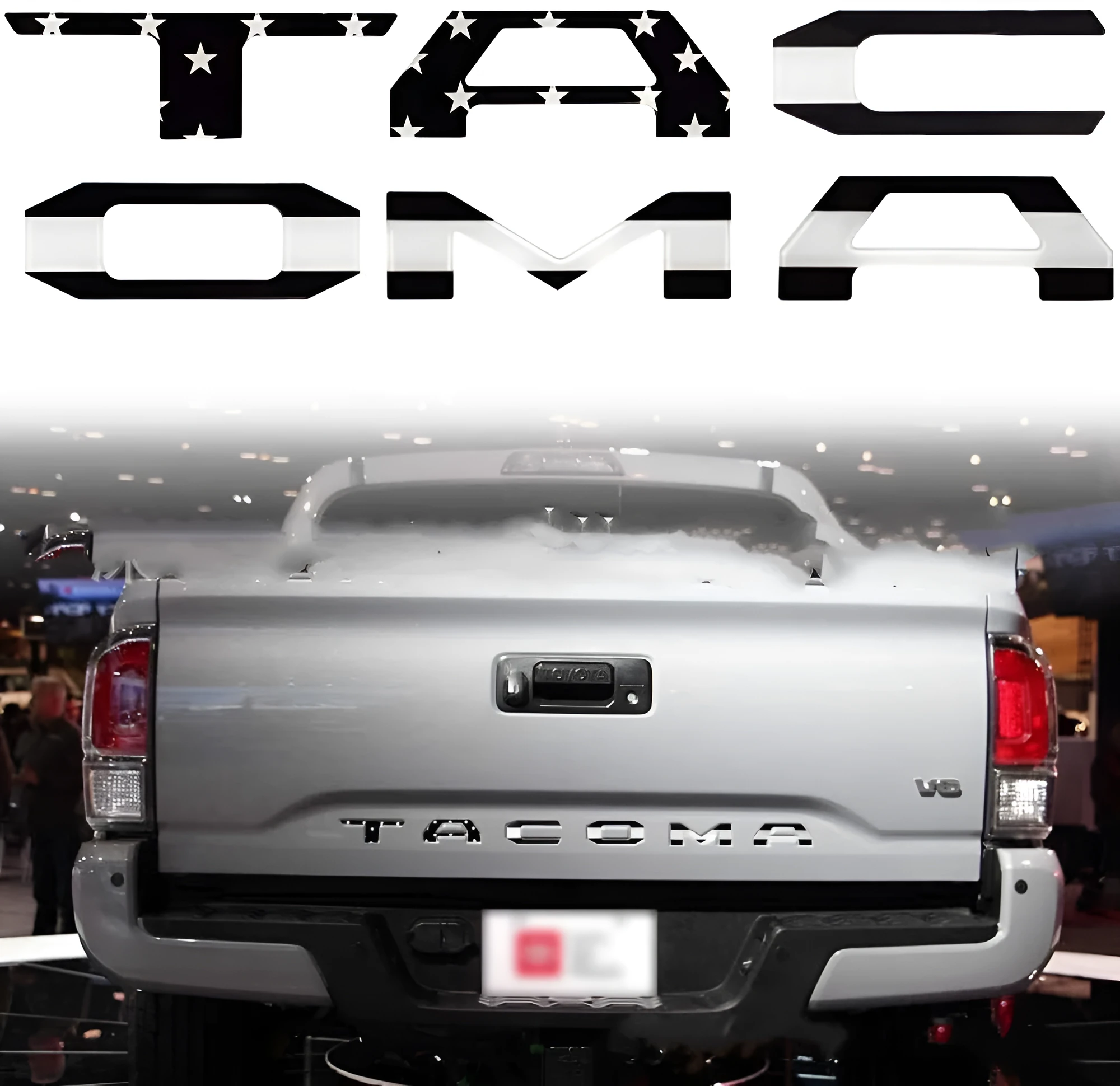 Takuma pickup truck tail box 3D car labeling acrylic sticker, national flag design, 31x4.5x0.5cm