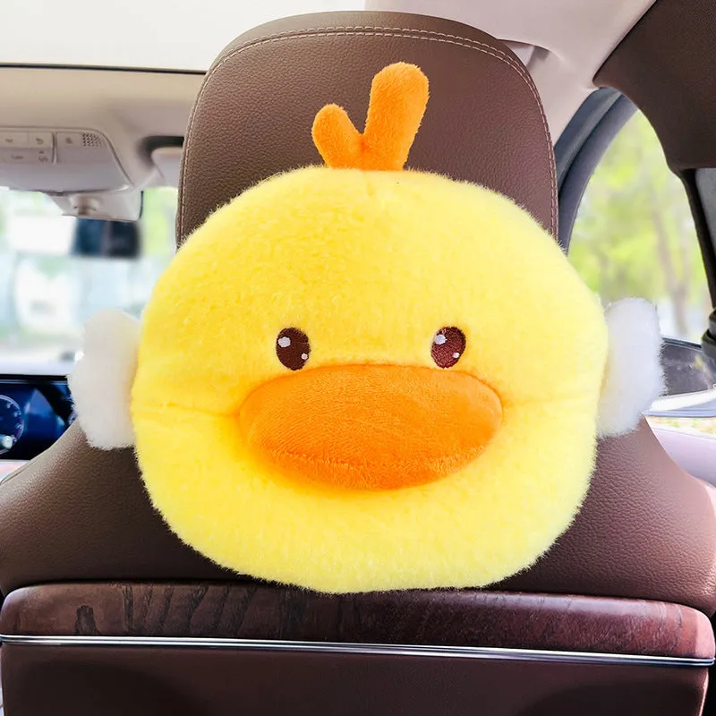 Green frog plush car tissue box hanging on seat back with telescopic buckle