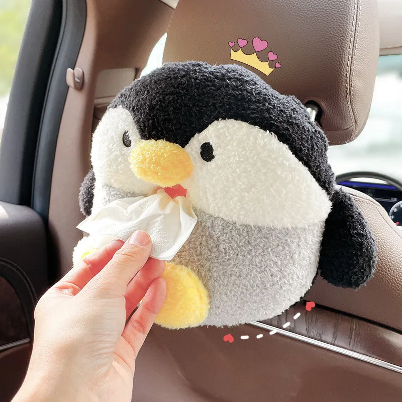 Green frog plush car tissue box hanging on seat back with telescopic buckle