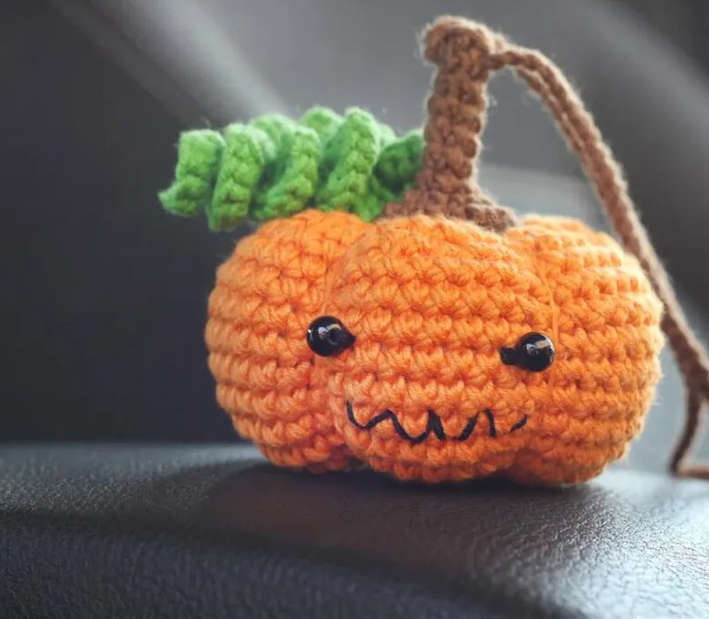 Hand-woven plush automobile hanging ornament with cartoon design for car interior decoration