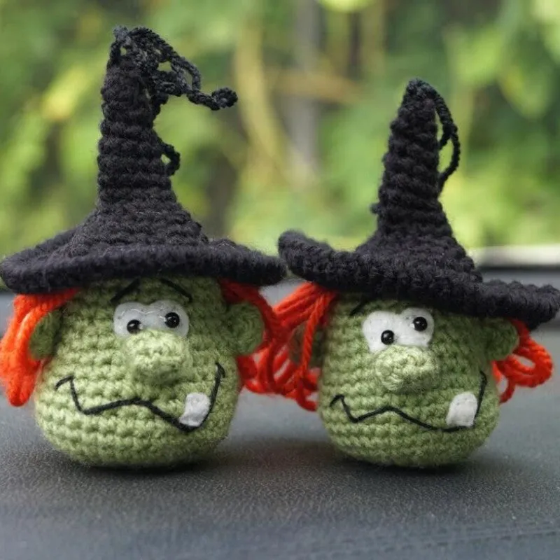 Hand-woven plush automobile hanging ornament with cartoon design for car interior decoration