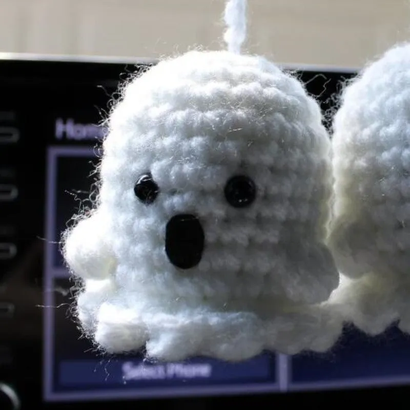 Hand-woven plush automobile hanging ornament with cartoon design for car interior decoration