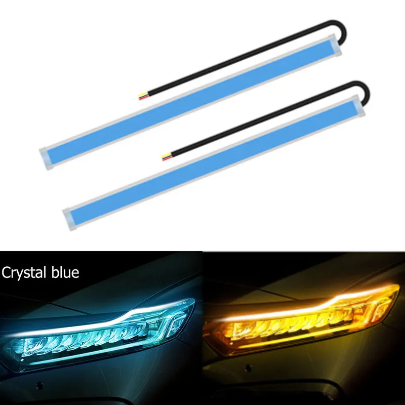 Two-colour LED flowing water car daytime running light silicone strip 0.3 cm thick 30cm length