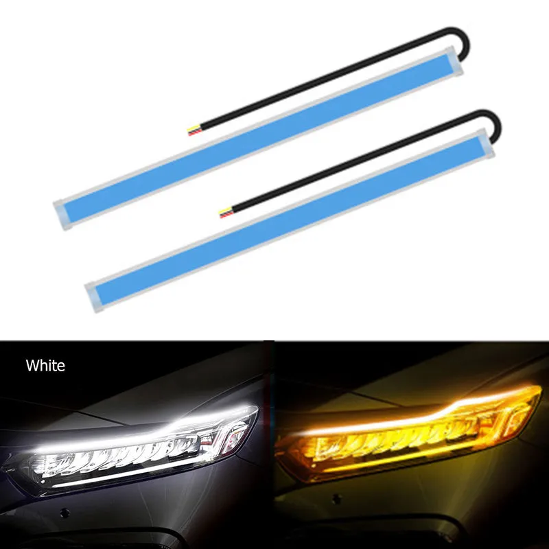 Two-colour LED flowing water car daytime running light silicone strip 0.3 cm thick 30cm length
