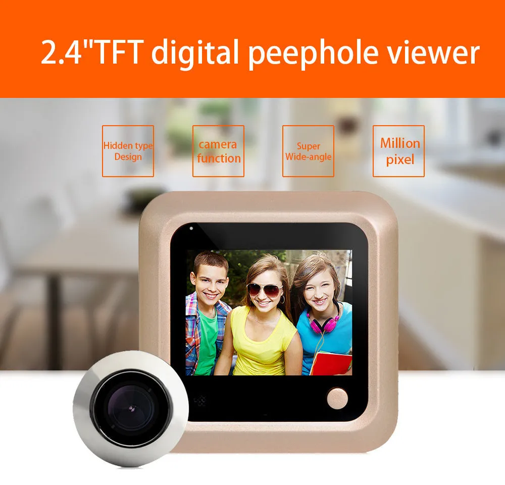 Khaki hidden smart electronic peephole wired anti-theft door mirror video doorbell 80x80x20mm