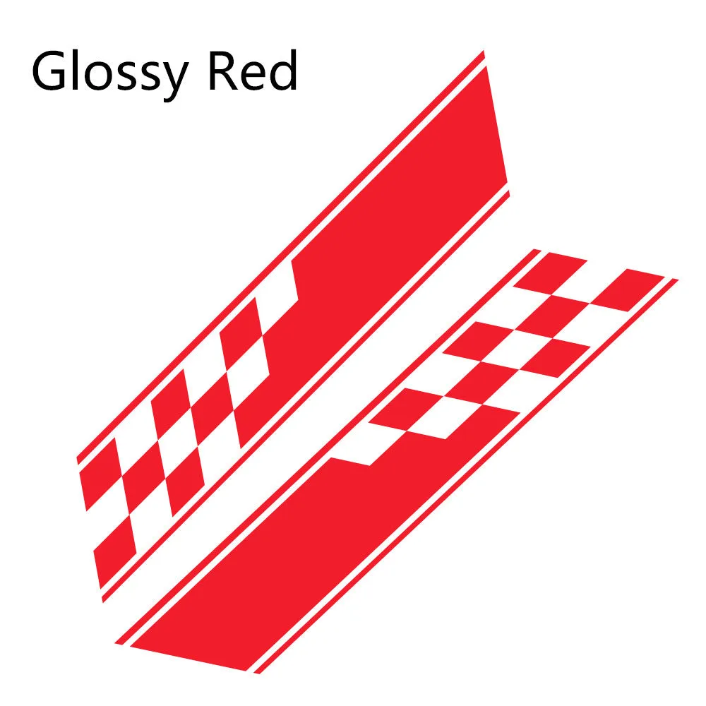 Plaid striped car waist line sticker 130x24cm PVC grid pattern in five colours black white red blue yellow