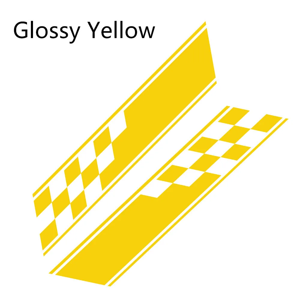 Plaid striped car waist line sticker 130x24cm PVC grid pattern in five colours black white red blue yellow