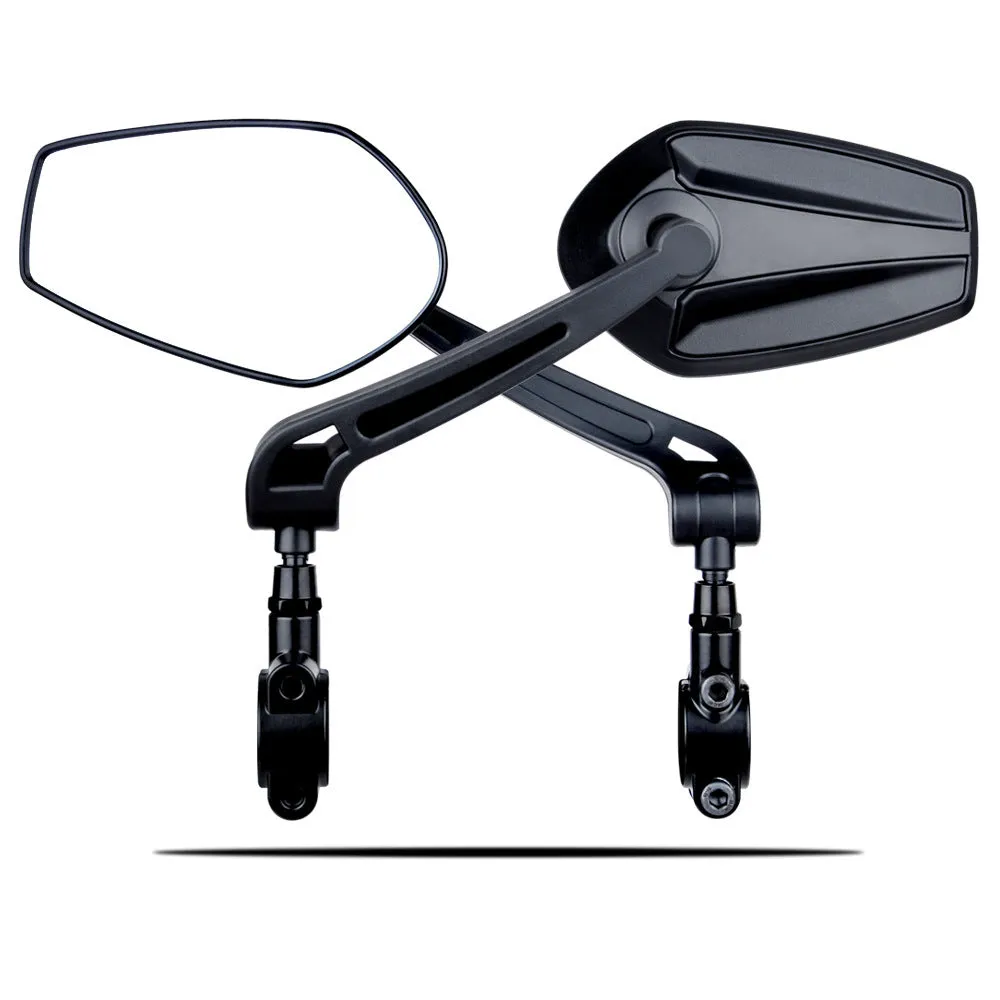 HD wide angle convex rearview mirror for bicycle with aluminium base clamped to handlebar