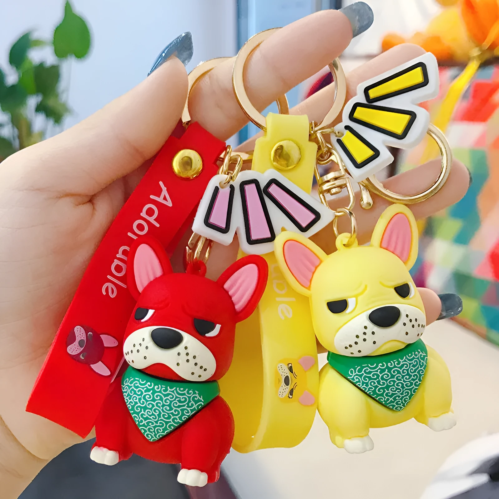 Tide Brand French keychain with metal pendant and PVC body in red colour option