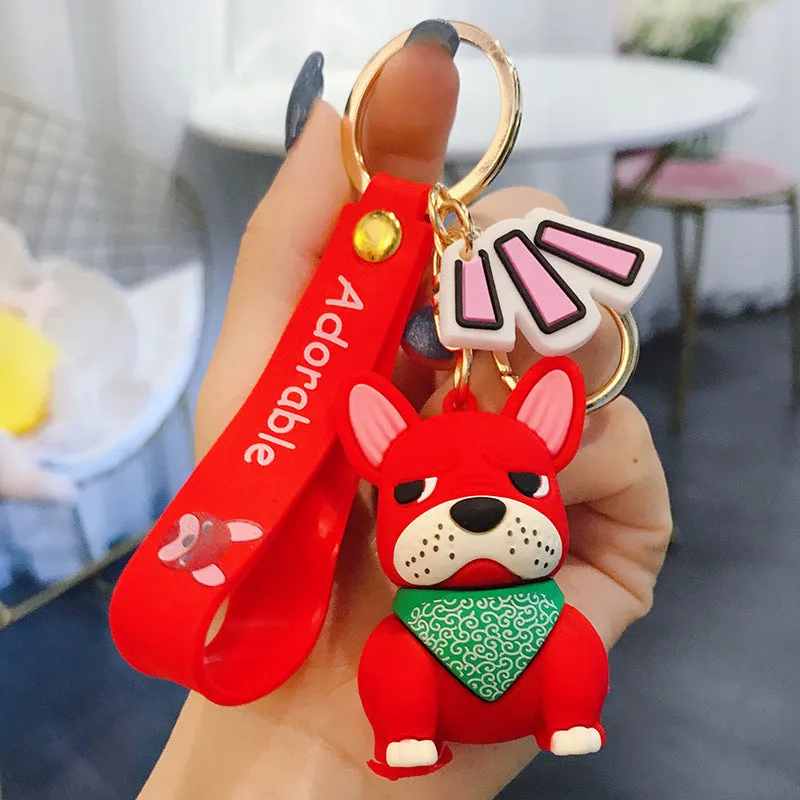 Tide Brand French keychain with metal pendant and PVC body in red colour option