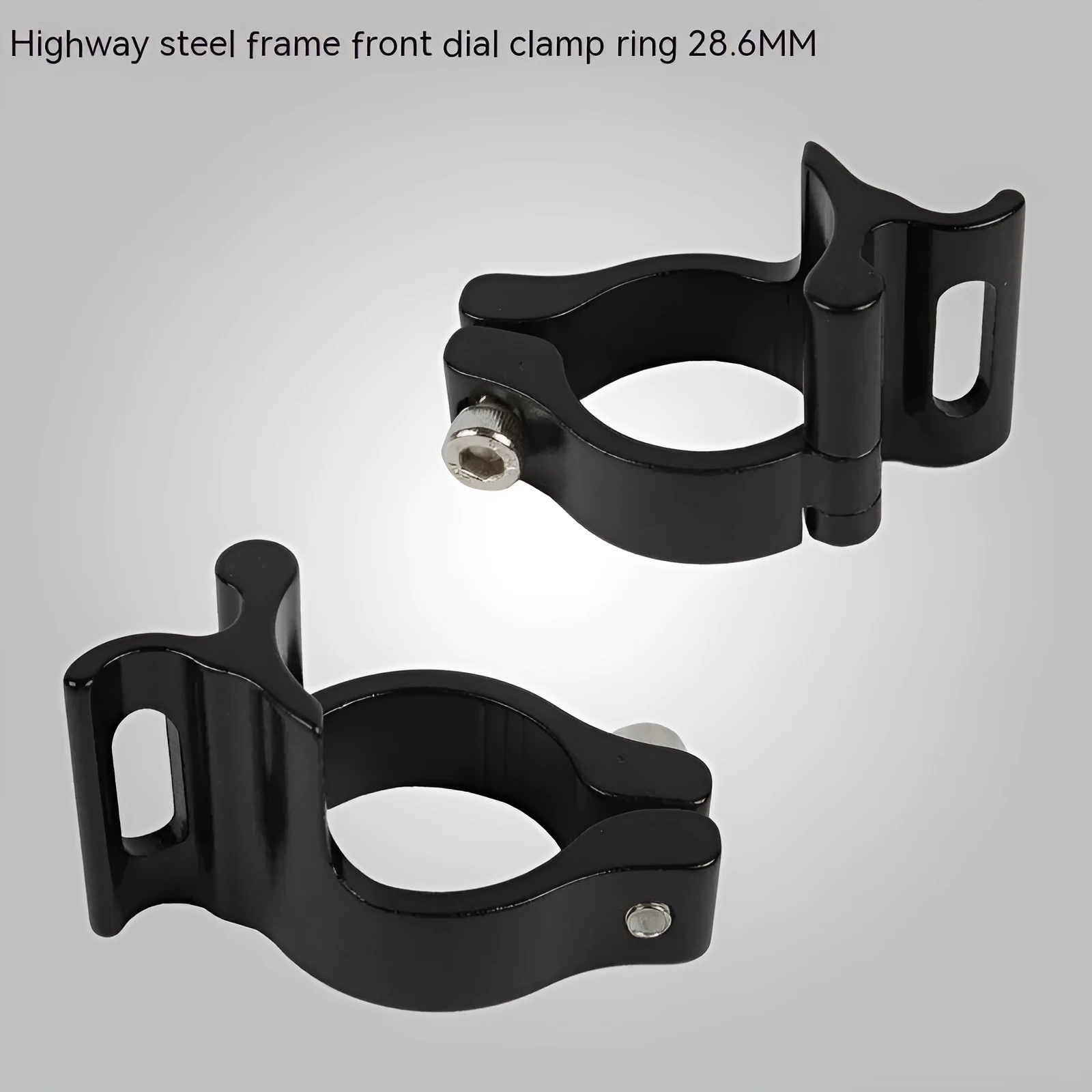 Black anodised aluminium vehicle clamp ring for 28.6mm tubing on frames and roll cages.
