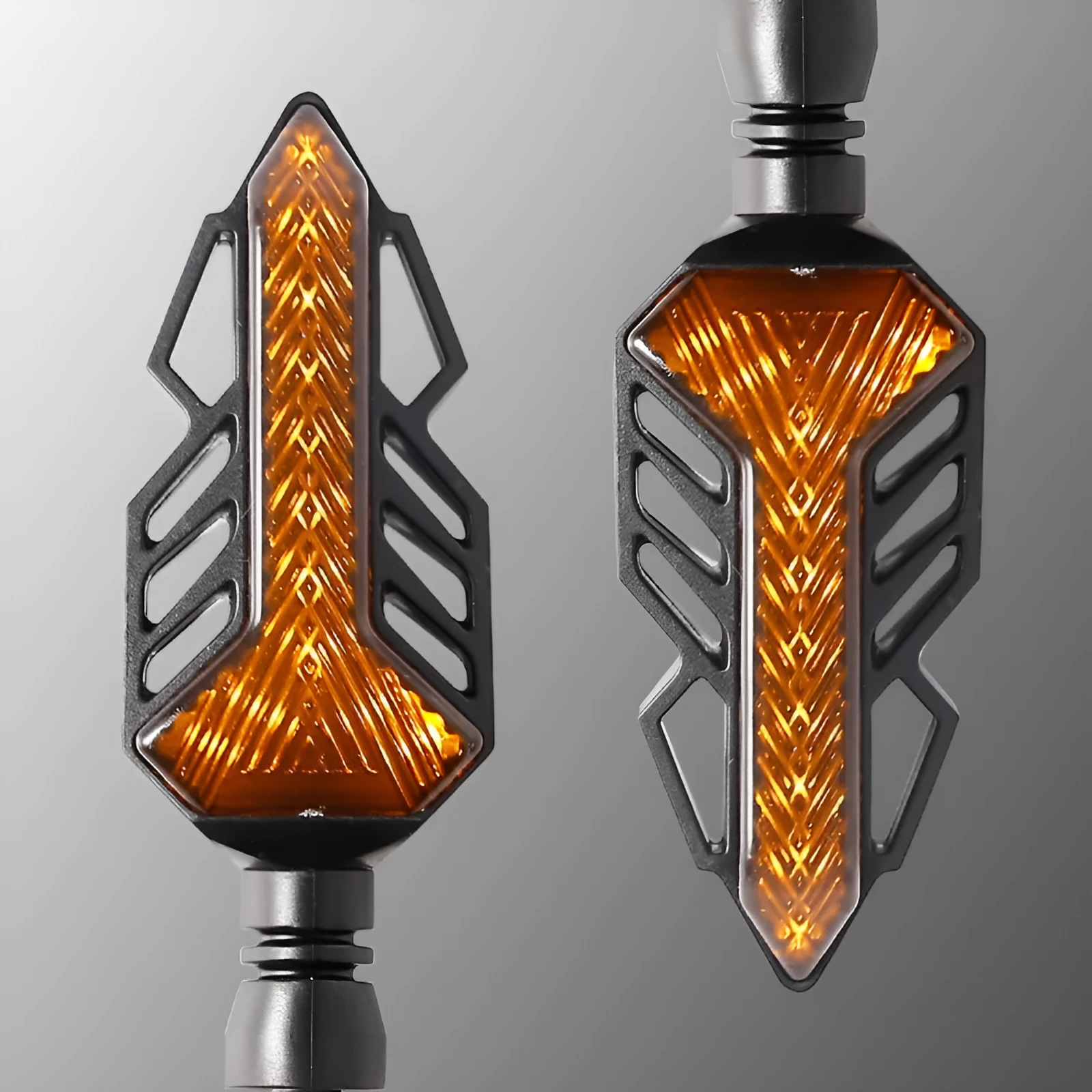 Pair of yellow running water turn signal lamps with ABS housing and acrylic lens for motorcycles